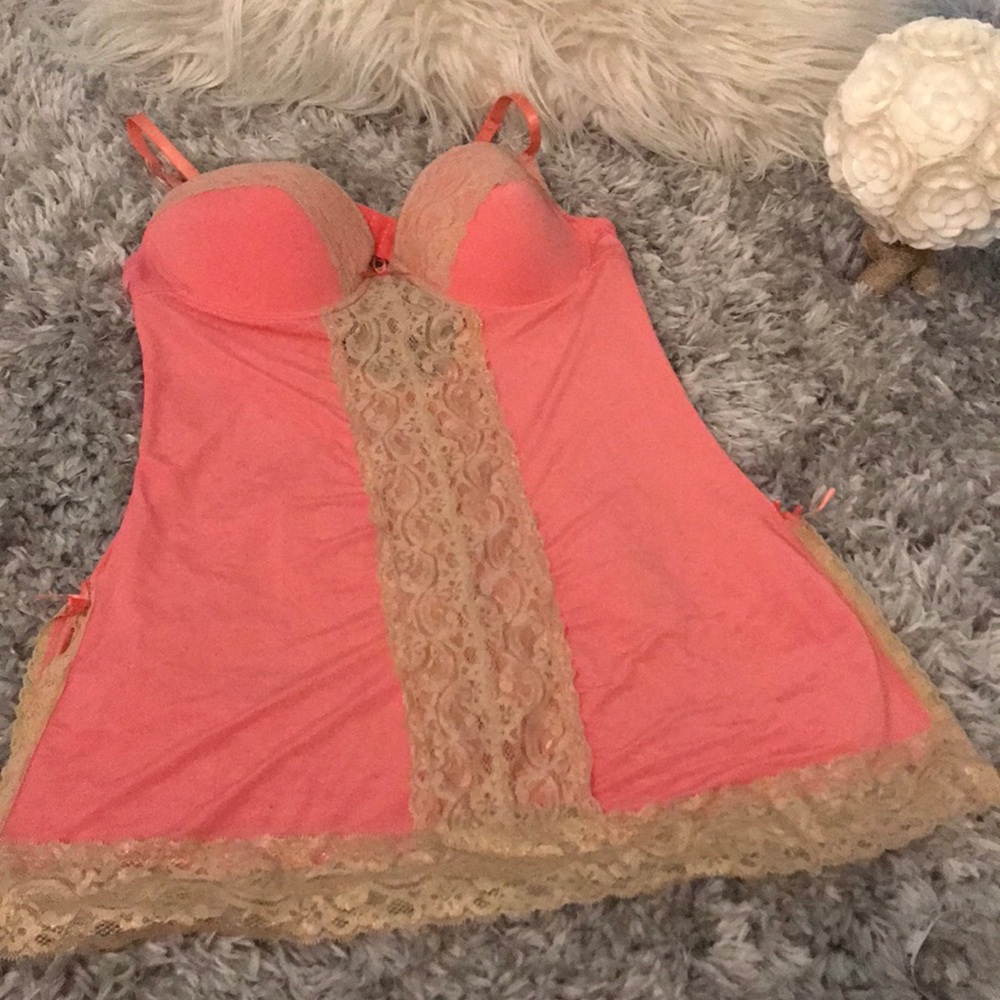 Coral & gold lingerie